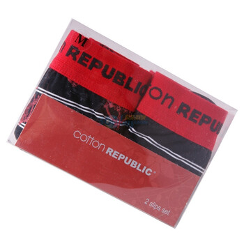 Cotton RepubLic 棉花共和国 两条装 条纹系列 男式 三角裤01113004 黑色 XXL