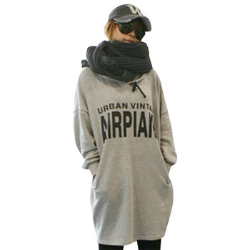 韩都衣舍 韩国春装新品长款字母印花卫衣JM1297 灰色 M