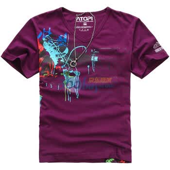 ATOPI2011夏男装 纯棉休闲百搭时尚修身短袖T恤POLO(11026) 紫色 XL