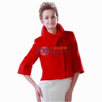 伊芙心悦简约气质短款羊毛大衣W866C267原价3980 纯红 XL