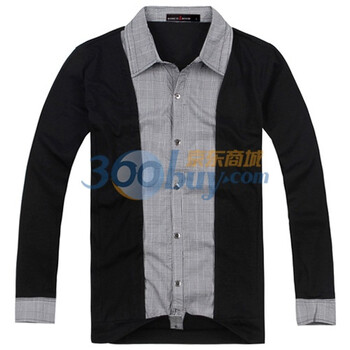 ROMCIIBOOD/乐思邦 修身立领 条纹 个性贴布 男 长袖 T恤29850 黑色 XL