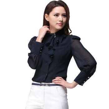 ZIMMUR女装2012春夏新品优雅百搭气质衬衫Z12CCA008B3 藏蓝色 XL