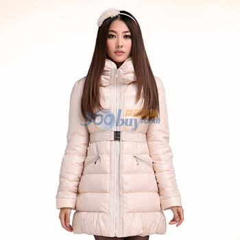 秋水伊人2011冬季新品时尚百搭亮片修身羽绒服614015012 米色 XL