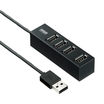 日本SANWA SUPPLY USB-HUB253BK 带磁铁可悬挂的高速4口USB2.0集线器 随心放置 支持Window7