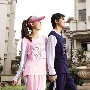 奥拿蒂 春秋款 情侣家居服 全棉运动休闲服 98582女款 粉红 XL