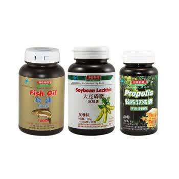 【健康中老年组合】汤臣倍健大豆磷脂100粒+鱼油100粒+蜂胶（巴西绿蜂胶）60粒 预防心脑血管疾病