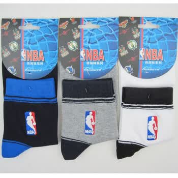NBA男士商务休闲男袜A051杂色三双装 尺码26-28cm 均码