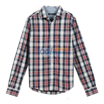 PEACEBIRD太平鸟休闲格纹长袖衬衫M1111400046 桔红色 XXL