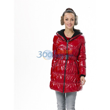 波司登 2011新款 羽绒服 女连帽时尚亮面中长款 BR2276A 红色 185/104A(XXXL)
