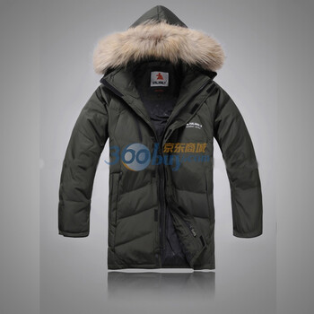 valianly 2011新款男款中长款加肥加大特体 羽绒服貉子帽毛防水防风透气保暖面料2168 绿 54/XXL/185