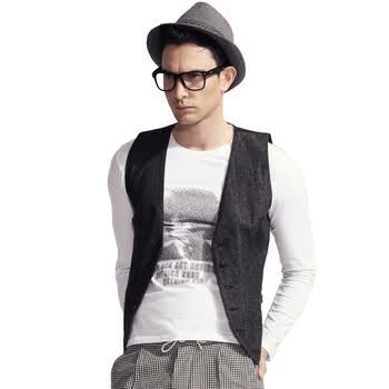 S2citylife杉杉 2012春装新款 男士时尚修身马甲背心26310001 黑色 XXL