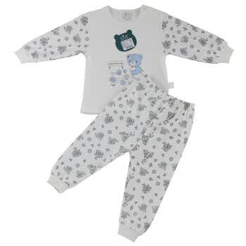 巧尼熊 宝宝服饰 2012春秋款肩开内衣套装 6058 印蓝 90码