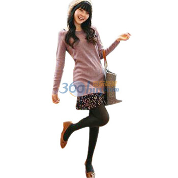 亿品 Epin11时尚热销韩版长袖纯绵针织衫碎花裙摆雪纺吊带两件套 7273 紫色 均码