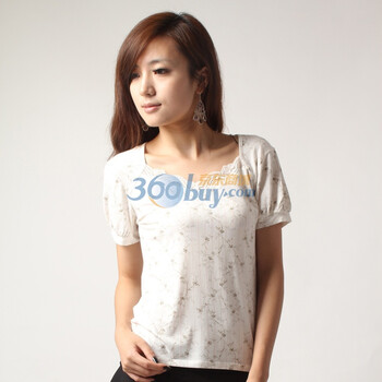 雪竹2012新款 春夏 素雅小花蕾丝女衫Y600676 白色 XXL