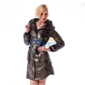 波司登羽绒服 女连帽亮面中长款 BR1892 巧克力 185/104A(XXXL)