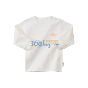 贝贝怡四季素色 婴儿服装 新生儿纯棉肩开扣上衣 BB308 米白 90码