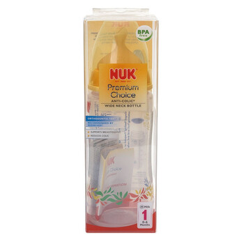 NUK 300ML宽口PP奶瓶（带1号乳胶中圆孔奶嘴）颜色随机