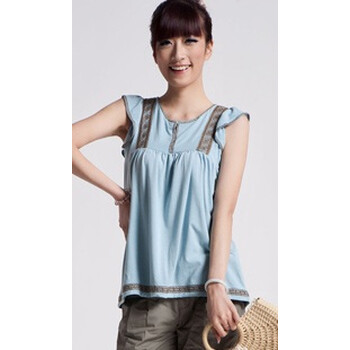 T.EN 天恩 女装 夏季新品 绣花V领T恤 休闲百搭时尚短袖 0102Z624W 柠檬黄/22 L/40
