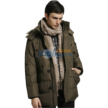 皮尔卡丹PierreCardin时尚男士商务休闲款长款羽绒服pika12 军绿色 190/104A