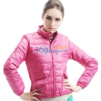 百普拉姿BIOPLAZM冬装新款厚外套2011女装品牌羽绒服新款女款修身薄款短款 玫红 XL