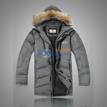 valianly 2011新款男士中长款羽绒服貉子帽毛防水透气保暖2168灰色54/XXL/185