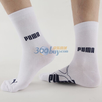 PUMA 彪马 男士绣花运动休闲袜子 漂白 25-27cm