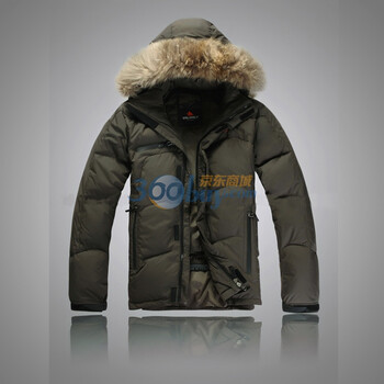 valianly 2011新款男款羽绒服 滑雪服 貉子毛大帽毛防水透气保暖2177深绿色54/XXL/185