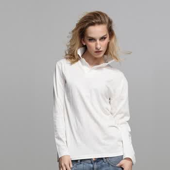 【瓦力伊娃】2011秋装新品长袖时尚POLO衫 纯棉翻领修身女装 白色 XXL