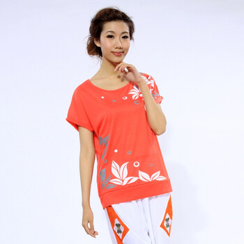 母亲节礼物新橙美依中年女装中老年时尚妈妈装新款2012春夏装夏季大码短袖t恤6170 桔色 4XL