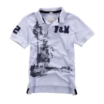 FEEL MIND男装翻领北美红杉树印花短袖Polo 12—10506本白 白色 L