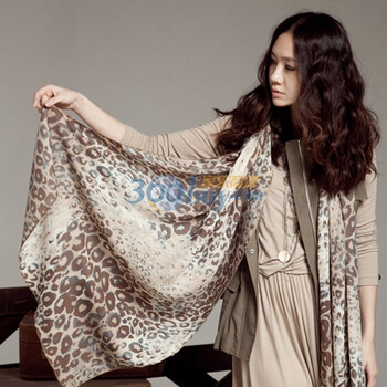 瑞格丽特 2012新 豹纹围巾 桑蚕丝纯真丝女士超长丝巾 告别银河 咖色