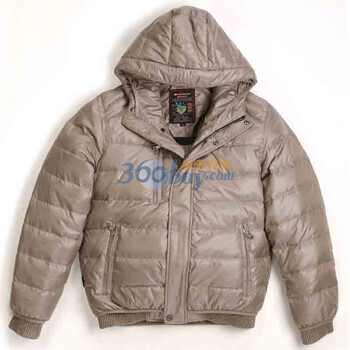 Sharon雪伦 经典休闲款 窄格双下摆轻薄 男士羽绒服 60611 34U卡其 175XL