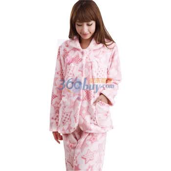 荻嘉茂 2011秋冬新款 珊瑚绒套装/浴袍 1101-1 粉色 XL