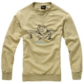 AK男装秋冬新品 手绘飞机印花卫衣10305011 卡其色 XXL