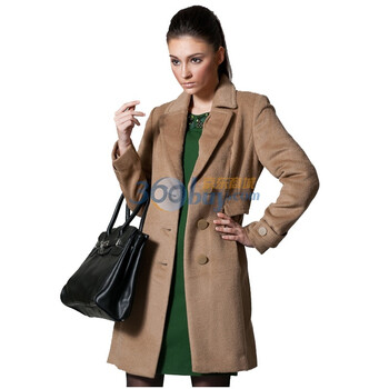 INSUN恩裳 秋冬外套 修身 长款呢子大衣 99680180 驼色 XL