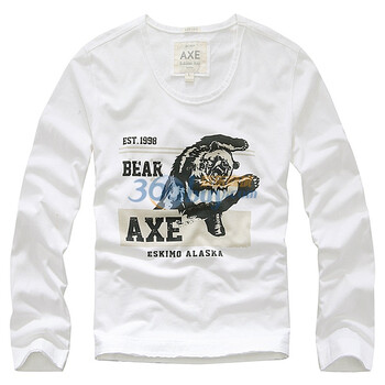 摩基斯AXE男装春装新品 纯棉愤怒北极熊印花长袖T恤新款T00211 白色 M
