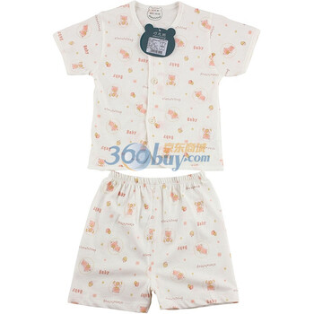 巧尼熊 宝宝服饰 小童短袖短裤开胸内衣夏季套装 3021 印粉 73码