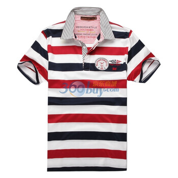 浪氏威尔lansiwear2012春夏时尚短袖大彩条 polo反领丝光棉T恤LSAJT120 红色 54