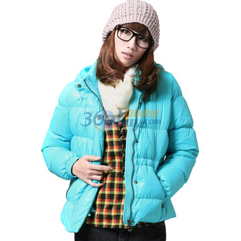 唐狮Tonlion 女装可脱卸帽纯色羽绒服110421073401 天蓝色 XL
