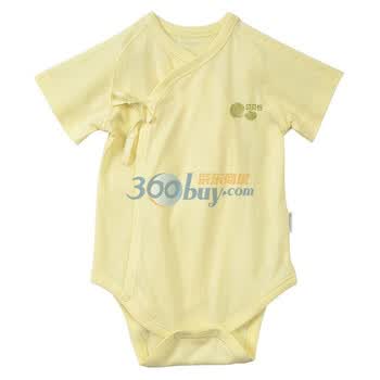 贝贝怡 宝宝/新生儿衣服绑带短袖哈衣连体衣包屁衣BB706 淡黄 59码