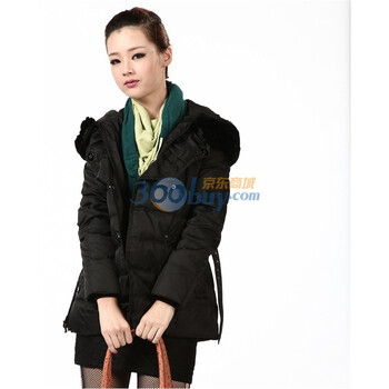 2011新款 冰洁羽绒服 女式时尚一手长 BG11132 黑色 185/104A(XXXL)