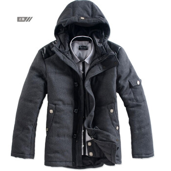 WINJEANS维杰斯 2011冬季新款保暖男装棉衣 连帽超保暖中长款棉衣WIN6110 深灰 XXL