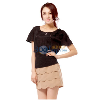 卓欧TOAIOU 2011夏装 蝙蝠衫修身女短袖衬衫 H103001 黑色 XL