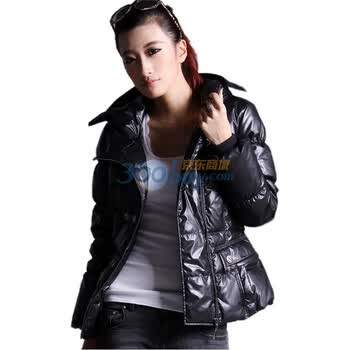 百普拉姿BIOPLAZM冬装新款羽绒服新款厚外套2011女装长袖修身带帽中长款 黑色 XL