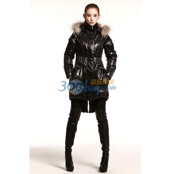 维克莱尔 VLoyal 冬季新款中长款羽绒服高贵貉子毛修身型 VJ-21304 黑色 XL