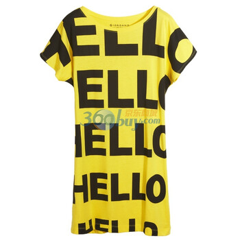 Giordano佐丹奴 T恤 女你们好字母印花Big Tee 01390081 黄绿色 M