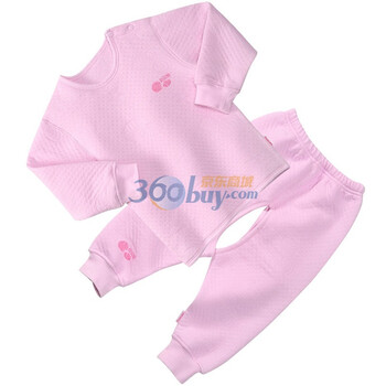 贝贝怡（bornbay）BB106-202 宝宝服 开扣上衣开档裤 婴儿童装内衣套装 淡粉 90码