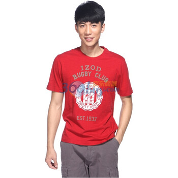 IZOD 2011新品纯棉圆领短袖薄款男士校园T恤 2121914208405红色系XXL(185/102A)