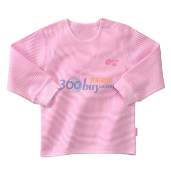 贝贝怡 四季条纹 婴儿秋冬内衣 宝宝服装 肩开扣上衣BB315 淡粉 100码