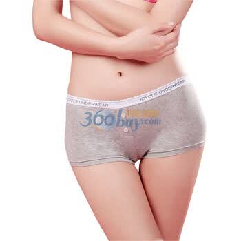 佳衣库JOYCLS 60s优质精梳棉 可爱舒适 两粒扣 中腰 女士平角裤 WP03 5色 花灰色 L